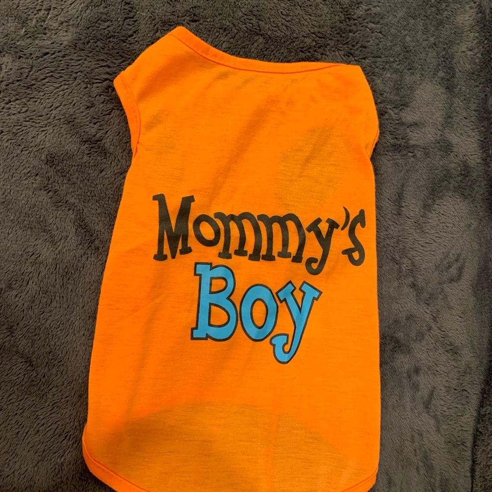 Orange Dog Shirt with 'Mommy's Boy' Print